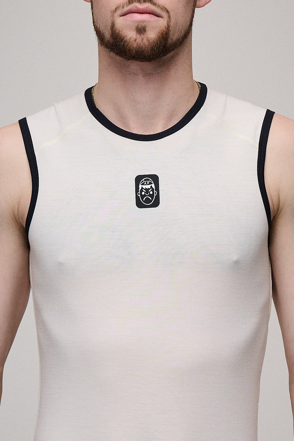 Sleeveless Merino Wool Cycling Base Layer | White Sand