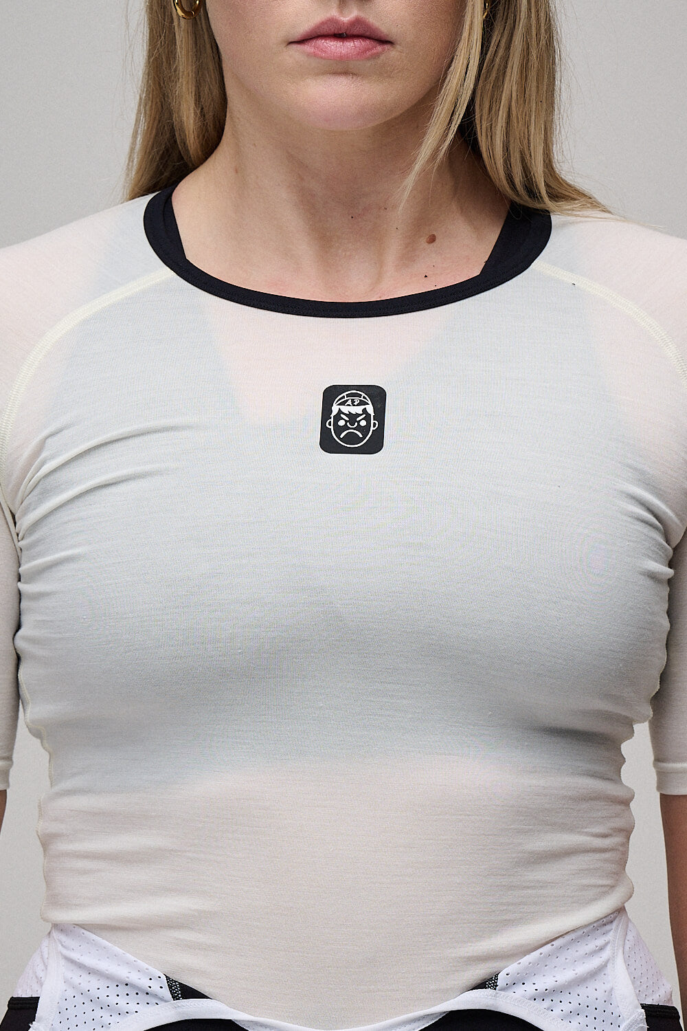 Short Sleeve Merino Wool Cycling Base Layer | White Sand